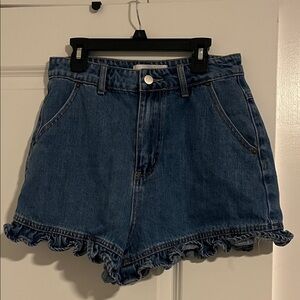 Denim Ruffle Hem Women's Shorts